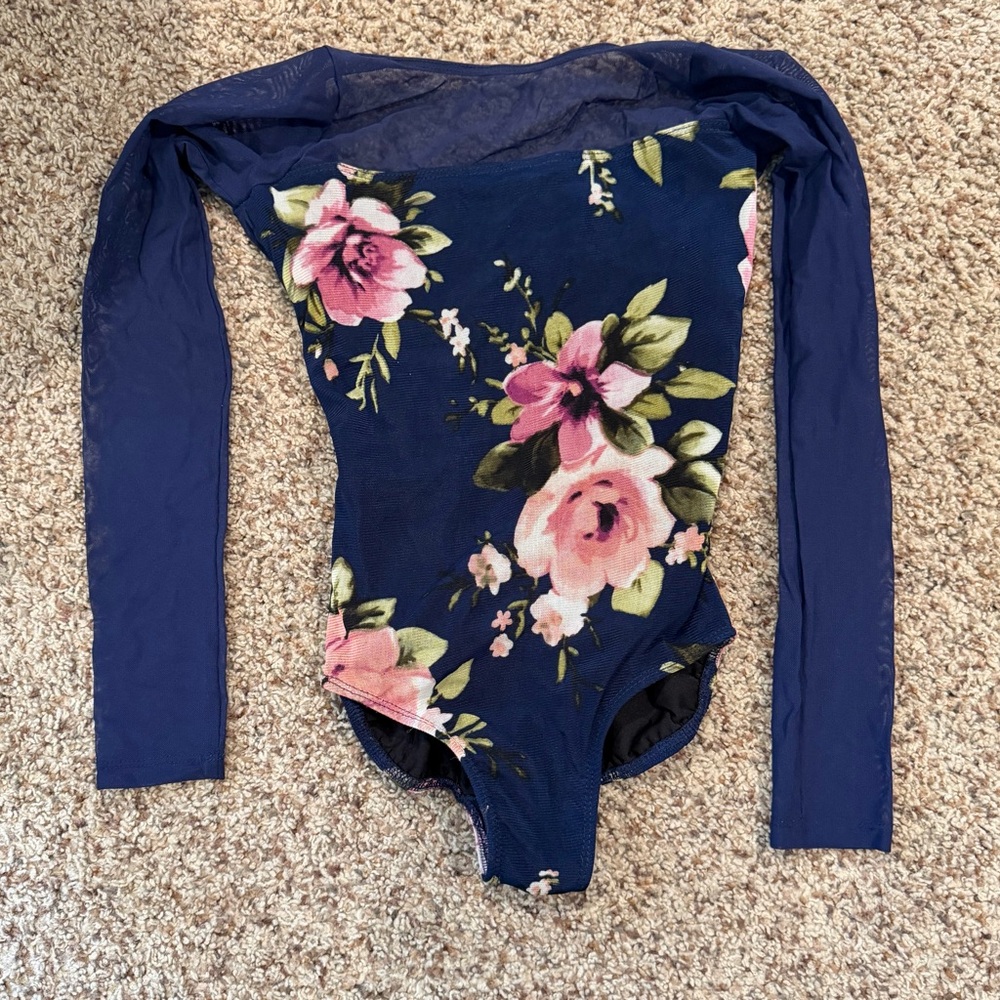 Floral Long Sleeve Dance Costume for Kids